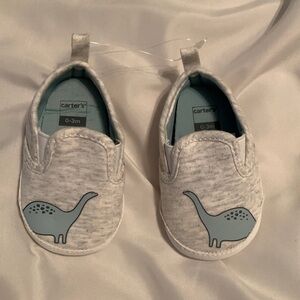Carter’s Gray Newborn Shoes with Green Dinosaur 0-3 Months